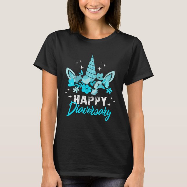 Camiseta Diabetes Awareness Happy Diaversary Unicorn Cute T (Anverso)