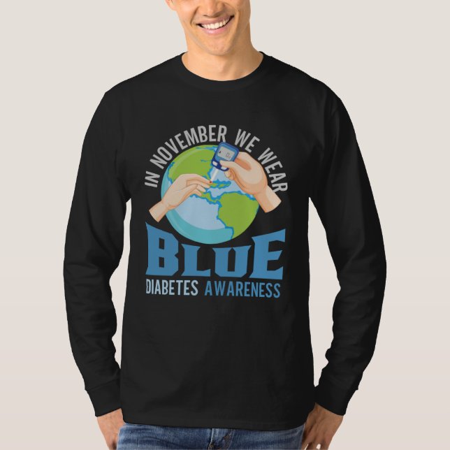 Camiseta Diabetes Awareness Month Blue Diabetes Ribbon Diab (Anverso)