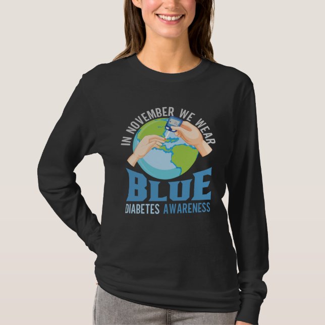 Camiseta Diabetes Awareness Month Blue Diabetes Ribbon Diab (Anverso)