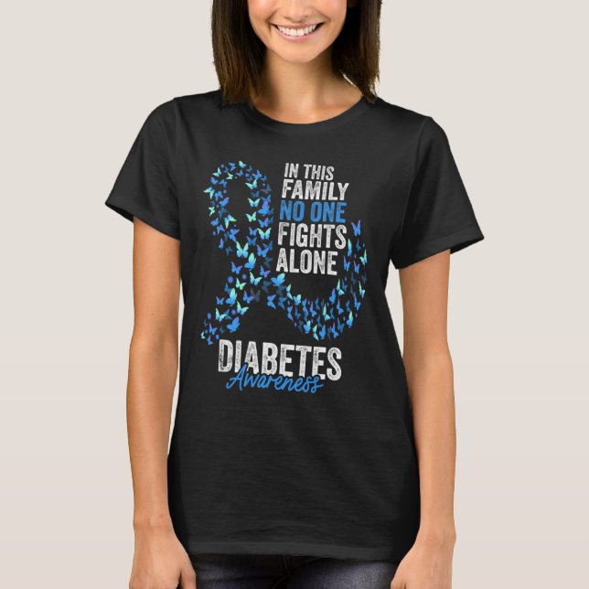 Camiseta Diabetes Awareness Month Butterflies Cinta azul (Anverso)