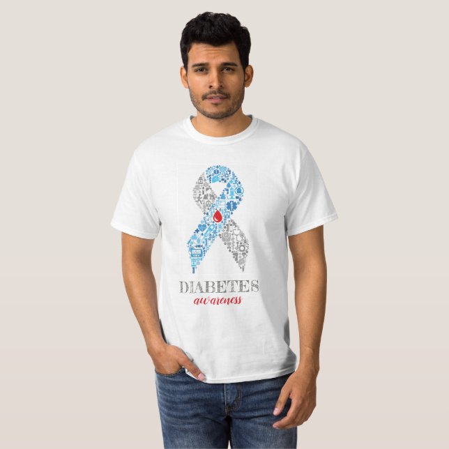 Camiseta Diabetes Awarness Ribbon with Treatment símbolo (Anverso completo)