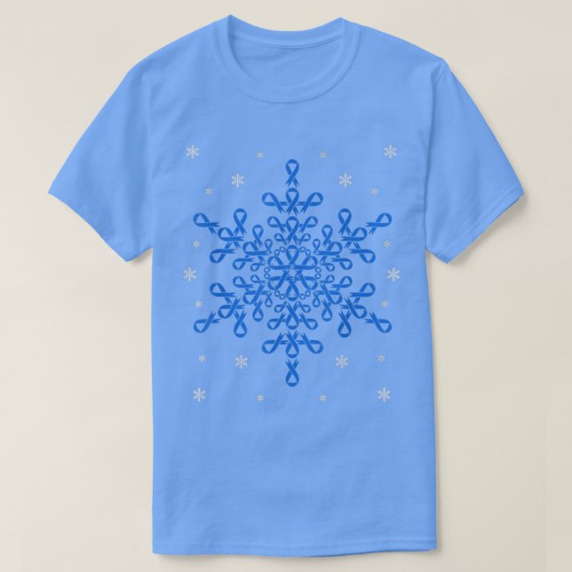 Camiseta Diabetes Blue Awareness Ribbon Snowflakes Diabetic (Diseño del anverso)