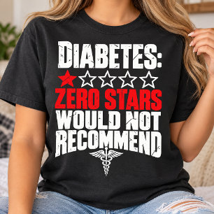 Camiseta Diabetes Cero Estrellas No Recomiendo Humor
