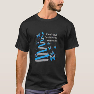 Camiseta Diabetes Conciencia Árbol de Navidad Mariposa azul