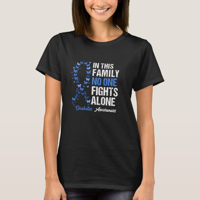 Camiseta Diabetes Conciencia Banda azul Apoyo familiar (Anverso)