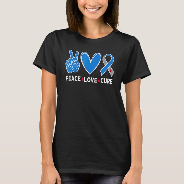 Camiseta Diabetes Conciencia de Guerrero Paz Azul Cure Fa (Anverso)