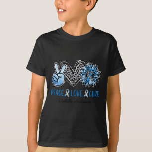 Camiseta Diabetes Conciencia Paz Cure Leopard Blue Su