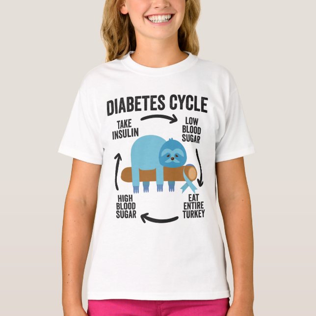 Camiseta Diabetes Cycle Gracioso Cinta eslora azul Gracias (Anverso)