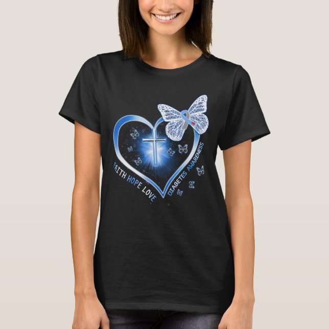 Camiseta diabetes mariposa del corazón (Anverso)