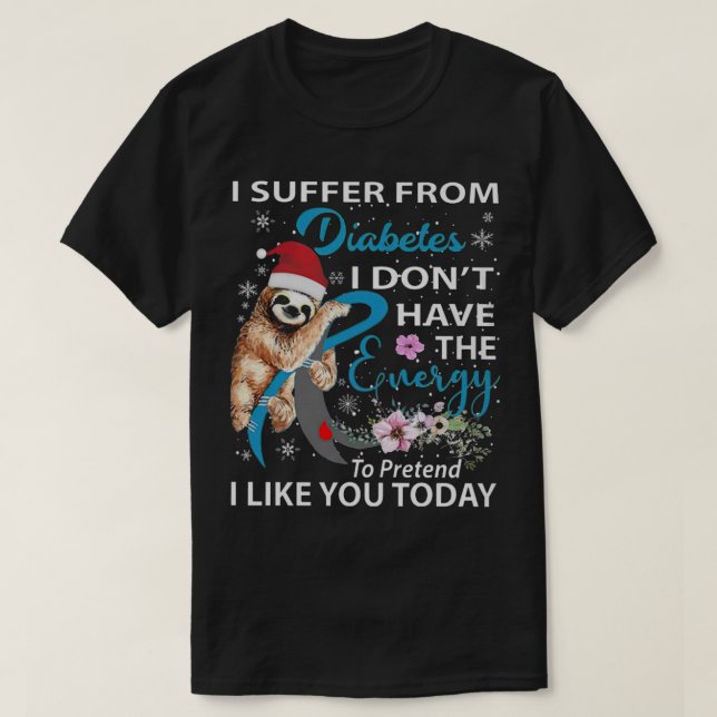 Camiseta Diabetes Sloth Christmas (Diseño del anverso)