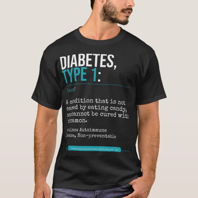 Camiseta Diabetes Tipo 1 Definición Enfermedad autoinmune (Anverso)