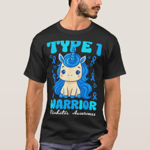 Camiseta Diabetes Tipo 1 Lindo Unicornio Guerrero Niños Niñ