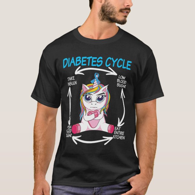 Camiseta Diabetic Cycle Fun Unicorn Diabetes Awareness Tee (Anverso)