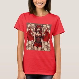 Camiseta Diabla Infernal en un Mar de Calaveras