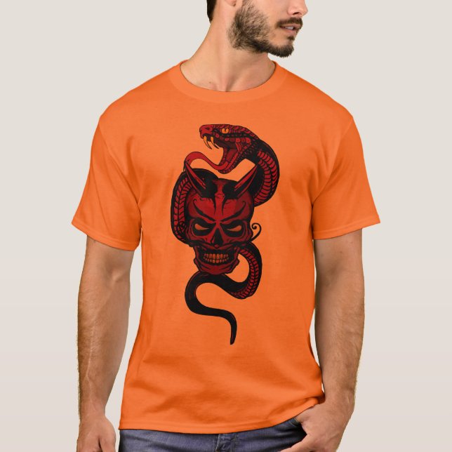 Camiseta diable_crane_lucifer_hipster_tete_de_mort_serpent_ (Anverso)