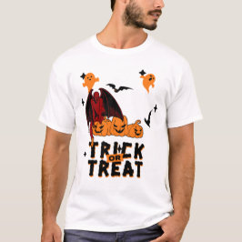 Camiseta diablo con el truco de calabaza o el tratamiento