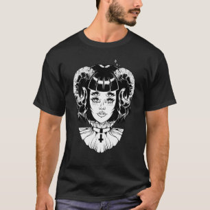 Camiseta Diablo Cornudo Pun Satánico de Halloween Glitch Go