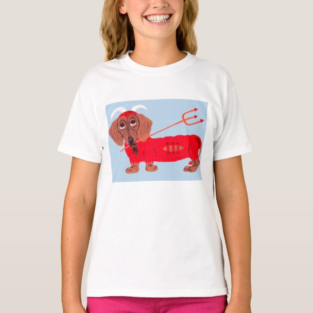 Camiseta Diablo Dachshund (Anverso)