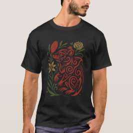 Camiseta Diablo de Tasmania Tribal con Flora Nativa