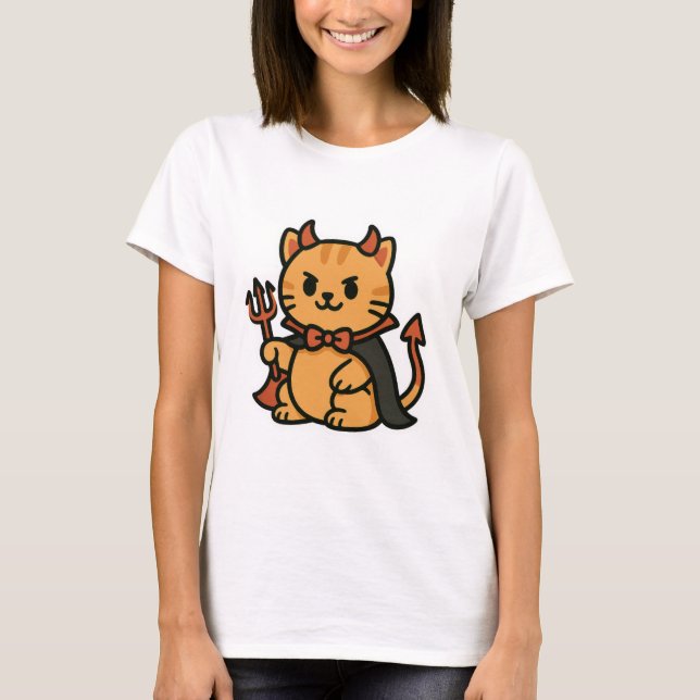 Camiseta Diablo felino de Halloween (Anverso)