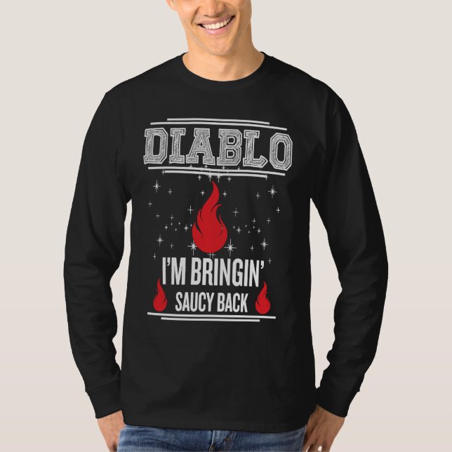 Camiseta Diablo I'm Bringin Saucy Back Halloween Christmas  (Anverso)