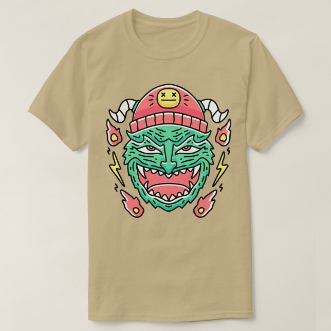 Camiseta Diablo verde con beanie (Diseño del anverso)