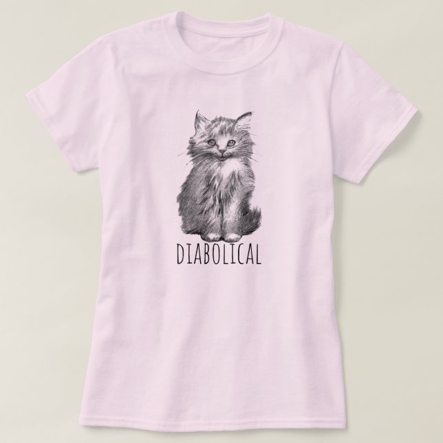 Camiseta Diabólico Gatito Esponjoso Lindo (Diseño del anverso)