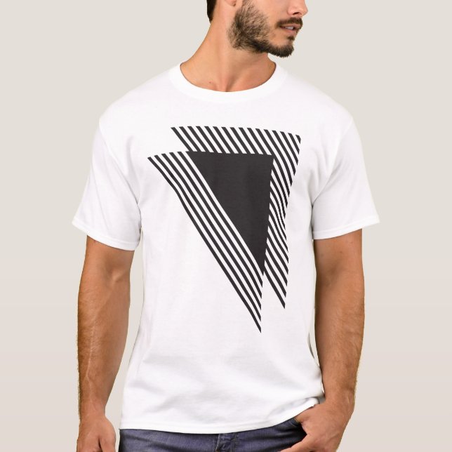 Camiseta Diagonal Geometric Stripes in Black (Anverso)