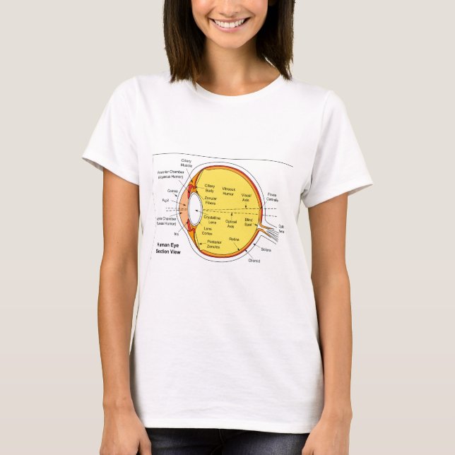 Camiseta Diagrama anatómico de la bola del ojo humano (Anverso)