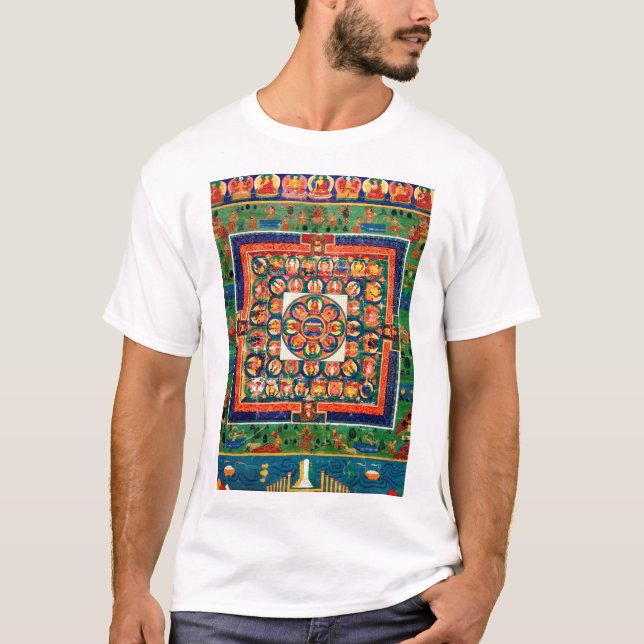 Camiseta Diagrama cósmico de Mandala para meditación (Anverso)