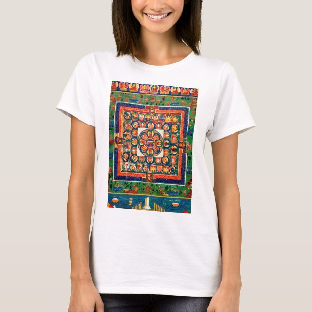 Camiseta Diagrama cósmico de Mandala para meditación (Anverso)