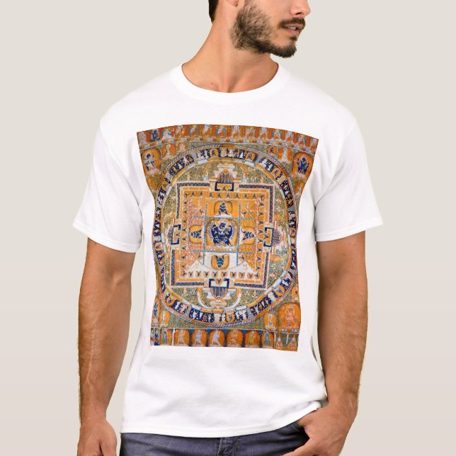 Camiseta Diagrama cósmico de Mandala para meditación (Anverso)