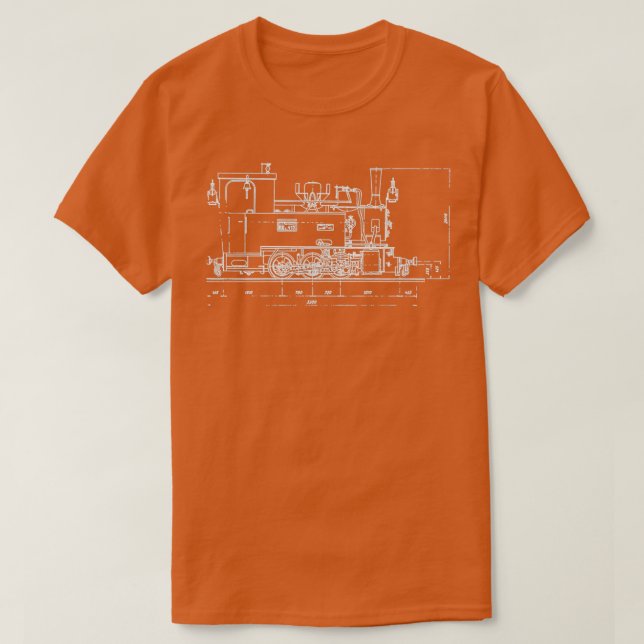 Camiseta Diagrama de alambre de locomotora de vapor Gráfico (Diseño del anverso)