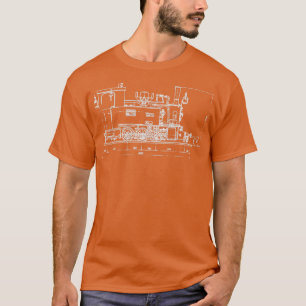 Camiseta Diagrama de alambre de locomotora de vapor Gráfico