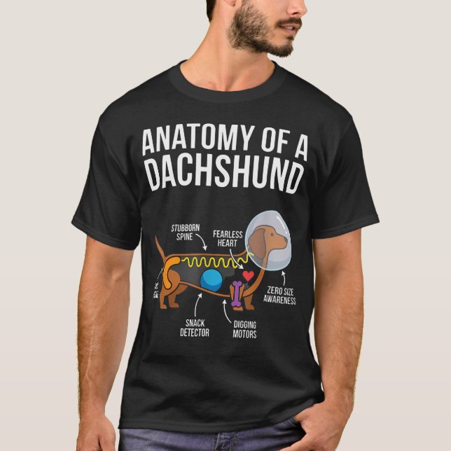 Camiseta Diagrama de Anatomía de Dachshund (Anverso)