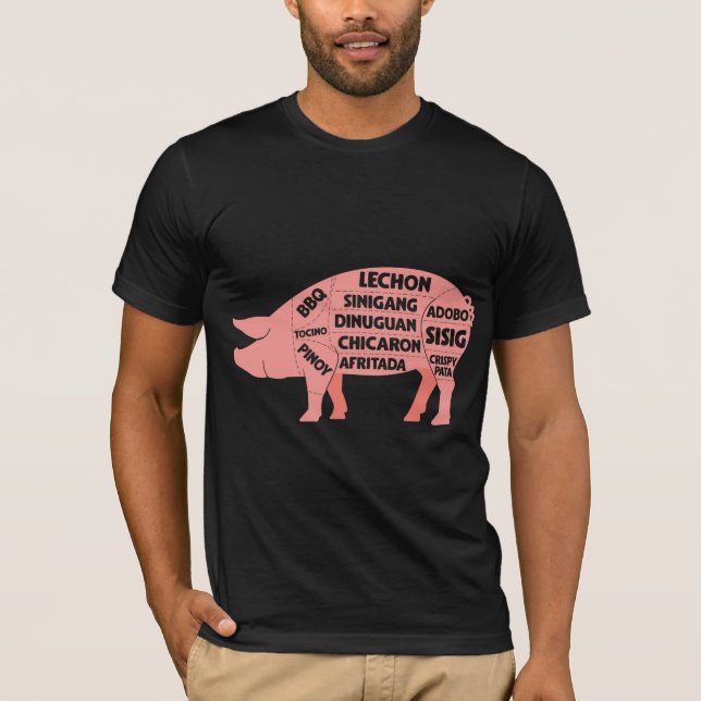 Camiseta Diagrama de barbacoa Cortes de carne de cerdo fili (Anverso)