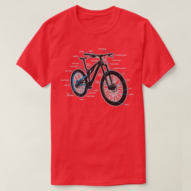 Camiseta Diagrama de bicicletas Partes de una bicicleta de  (Diseño del anverso)