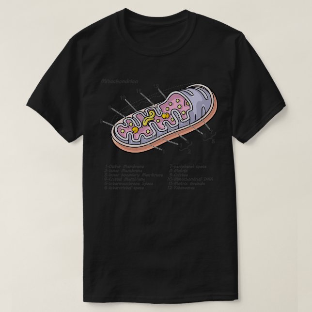 Camiseta Diagrama de biología de células de mitocondrio (Diseño del anverso)