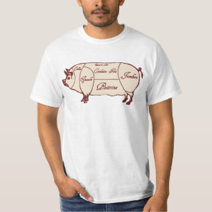Camiseta Diagrama de corte de carne de cerdo