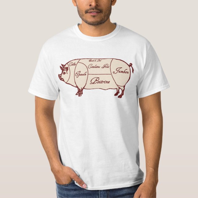 Camiseta Diagrama de corte de carne de cerdo (Anverso)