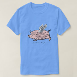 Camiseta Diagrama de cortes de cerdo volantes