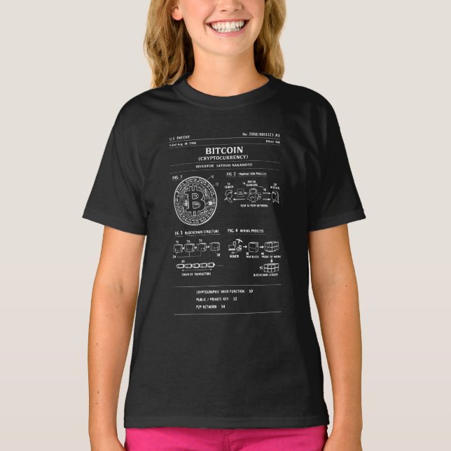Camiseta Diagrama de flujo de criptomonedas: Esquema de Bit (Anverso)