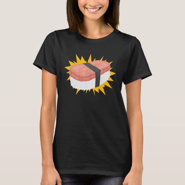 Camiseta Diagrama de instrucciones de comida de Spam Musubi (Anverso)
