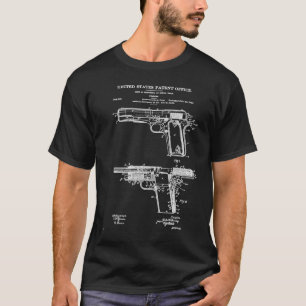 Camiseta Diagrama de la huella azul de la pistola retro de 