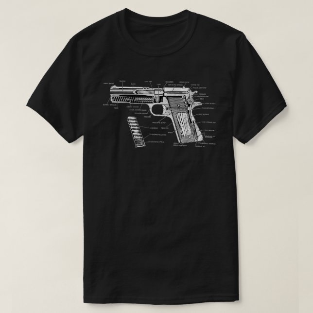 Camiseta Diagrama de piezas de Colt 1911 (Diseño del anverso)