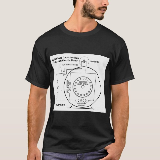 Camiseta Diagrama del motor de inducción en fase dividida e (Anverso)