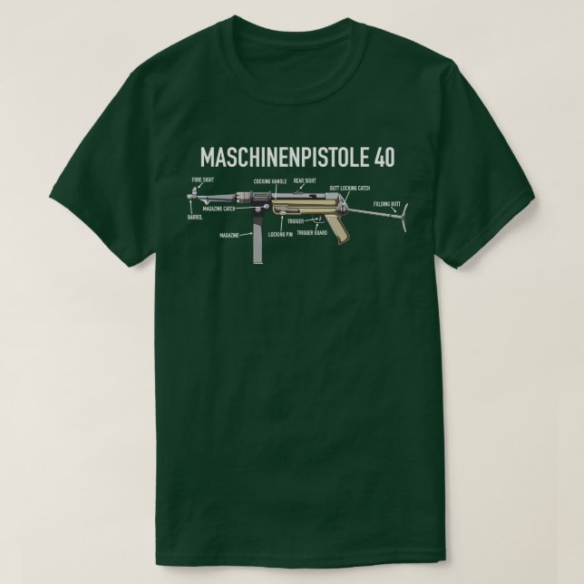 Camiseta Diagrama Gif del diagrama de pistolas de la submáq (Diseño del anverso)