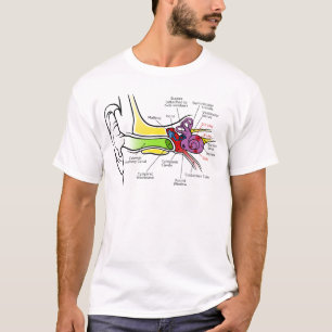 Camiseta Diagrama humano del oído con el trazado coclear de