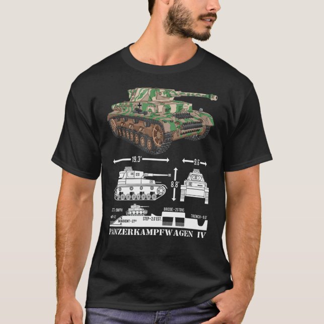 Camiseta Diagrama Infográfico De Tanques Alemanes Panzer Iv (Anverso)