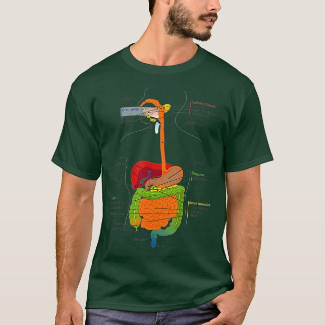 Camiseta Diagrama Médico de Órganos Digestivos (Anverso)